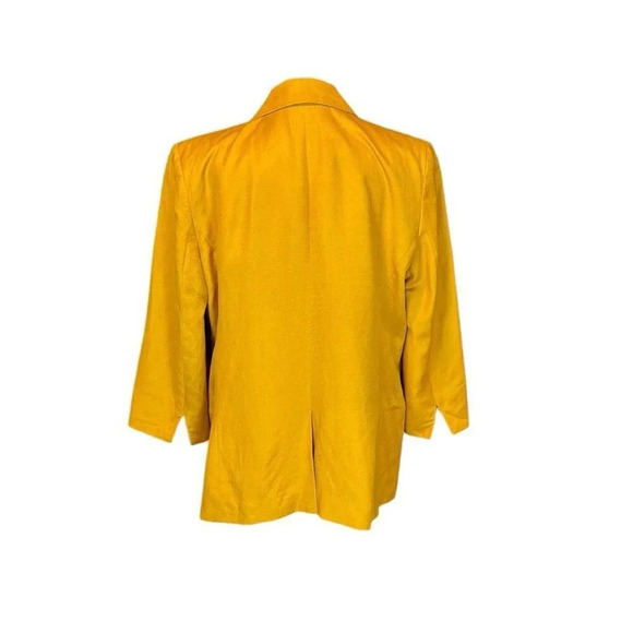 Ann Taylor Factory linen blend mustard 3/4 sleeve blazer, size 16 - Picture 2 of 6